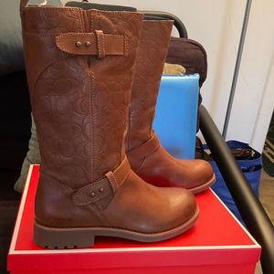 Coach Virginia calf leather boots, size 8 NEW